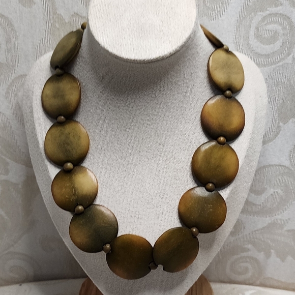 VINTAGE TAGUA NUT DISC NECKLACE NATURAL VEGETABLE IVORY BOHO ARTISAN - Picture 7 of 8